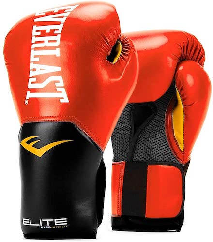 Everlast Elite Pro-Style Boxing Gloves in red & black